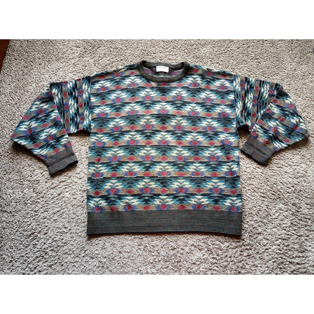 Vintage Tricots St. Raphael Crewneck Tight Knit Sweater Men's Size Large USA